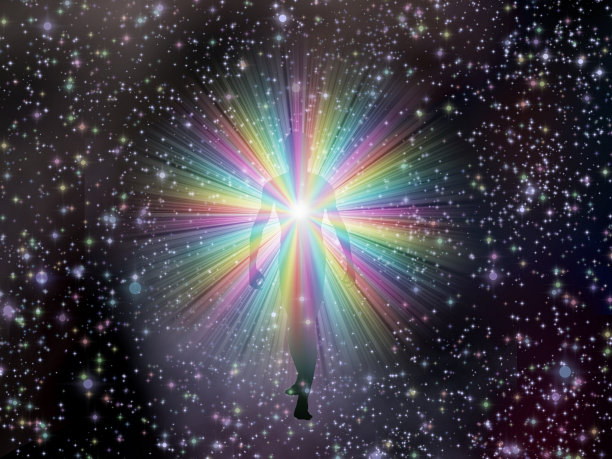 人在彩虹，光和星星图片下载