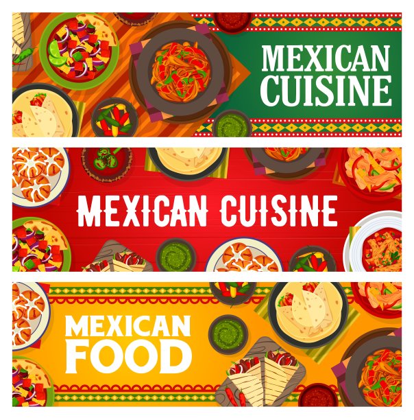 墨西哥美食卡通矢量横幅墨西哥美食图片下载