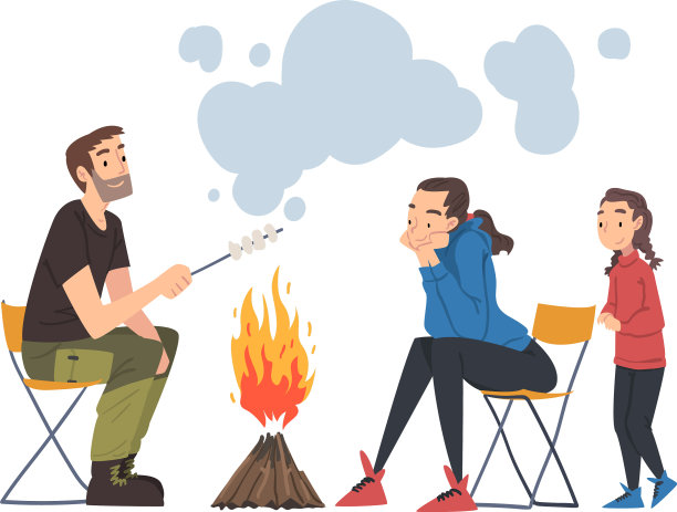 一家人去野外露营，妈妈，爸爸和图片下载