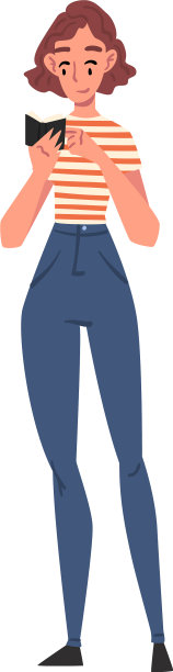 女孩一边看书一边站在前面看图片下载