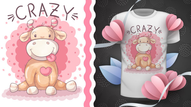 有趣的水彩牛-印花t恤的想法图片下载