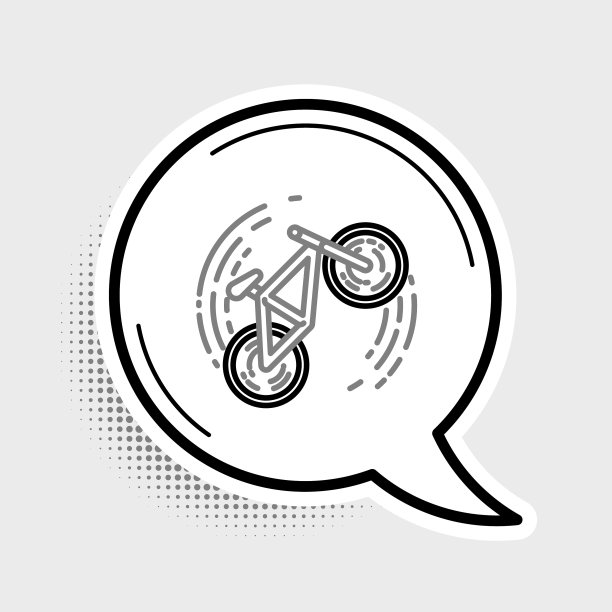 线自行车把戏图标孤立在灰色图片下载