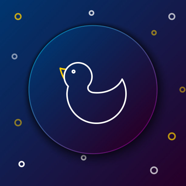 线橡皮鸭图标隔离在蓝色背景图片下载