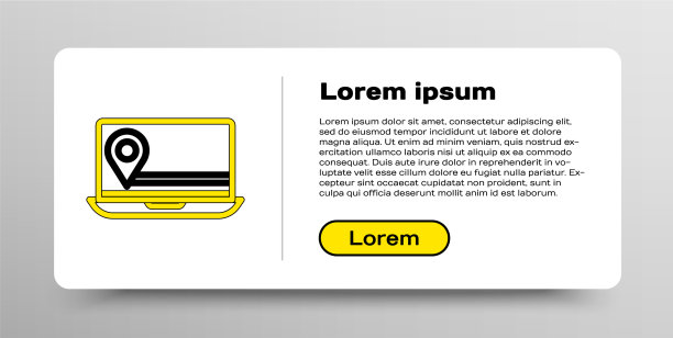 线笔记本电脑与位置标记图标隔离图片下载