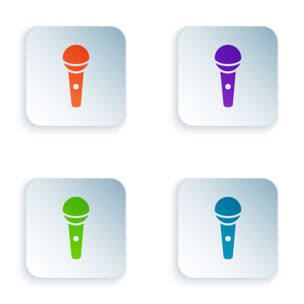 彩色麦克风图标隔离在白色背景图片下载