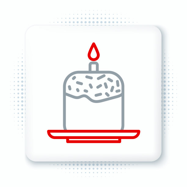 将复活节蛋糕和蜡烛的图标分开排列在白色上图片下载