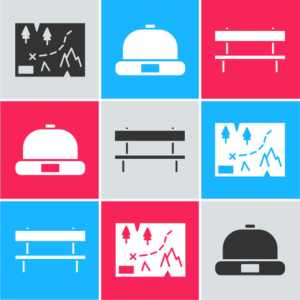 设置折叠地图与位置无檐帽和长凳图片下载