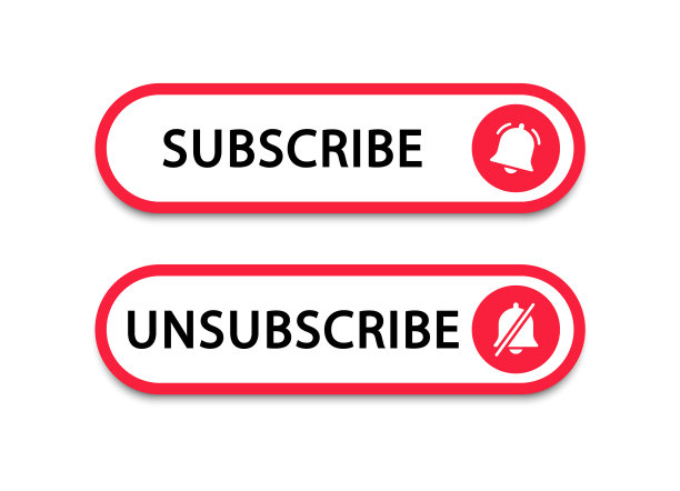 按铃订阅和退订按钮。订阅视频频道。网页按钮的推广和营销。矢量插图。图片下载