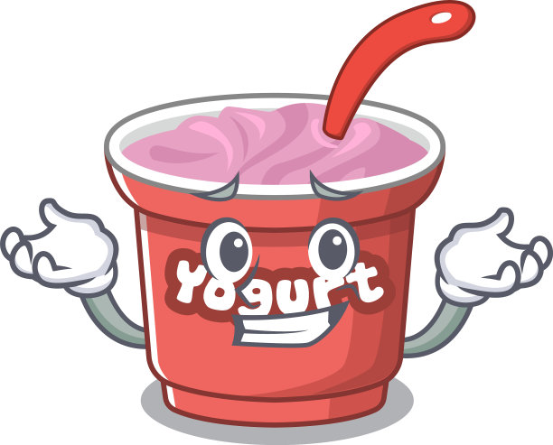 可爱的咧嘴笑酸奶吉祥物卡通风格图片下载