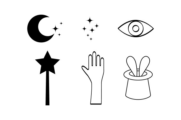 涂鸦魔法符号设置图标隔离在白色图片下载