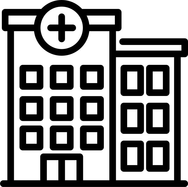 残疾人医院建筑图标轮廓风格图片下载