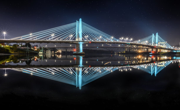 Tilikum Crossing在一个繁星点点的夜晚图片下载