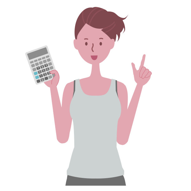 插图一个女人穿着瑜伽服和一个计算器图片下载