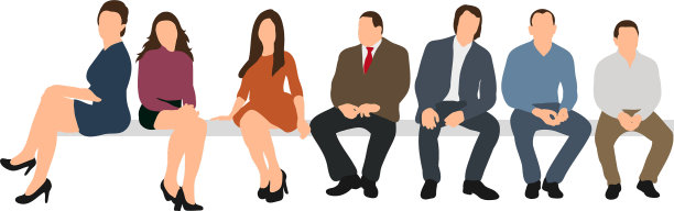 收集人坐男女孤立图片下载