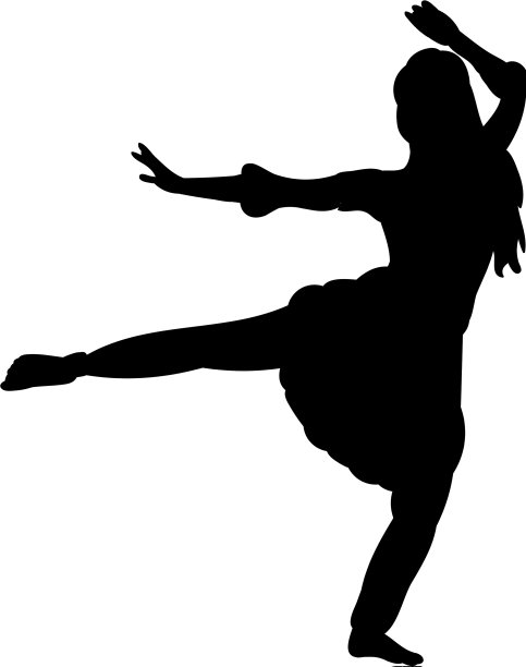 一个女孩在跳舞时剪影图片下载