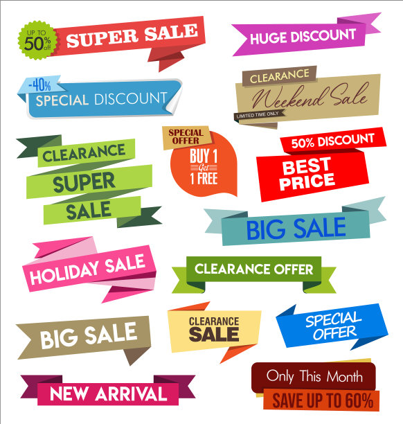 收集彩色的销售贴纸和标签0821图片下载