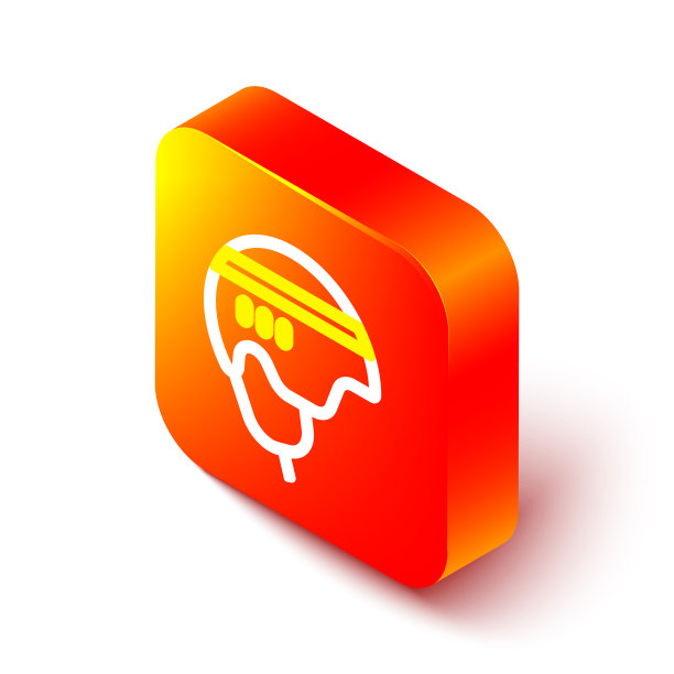 等距线曲棍球头盔图标孤立上图片下载