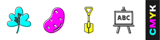 立叶或叶土豆铲和黑板图片下载