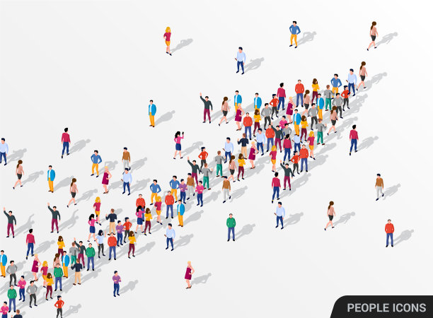 一大群人排成箭头图片下载