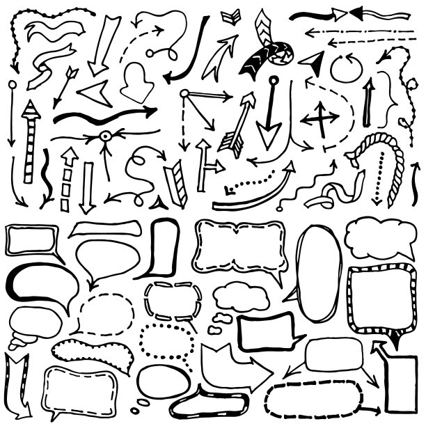 涂鸦箭头和语音气泡图标设置垃圾图片下载