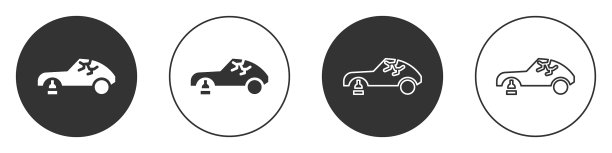 黑色破碎的汽车图标孤立在白色背景上图片下载