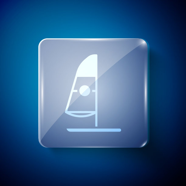 白色风帆图标孤立在蓝色背景图片下载