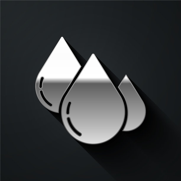 银色水滴图标孤立在黑色图片下载