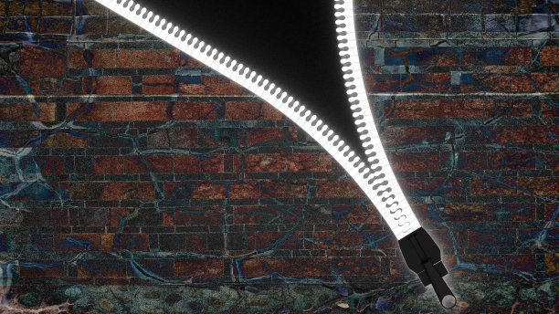 打开拉链和拉起器的3d渲染现实设置孤立的黑色背景图片下载