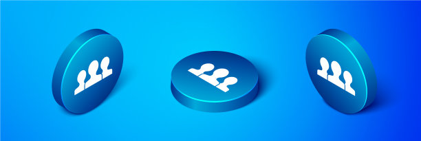 等距用户组图标隔离在蓝色图片下载