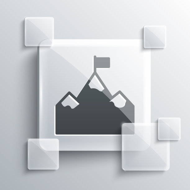 灰色的山与旗帜在顶部图标孤立图片下载