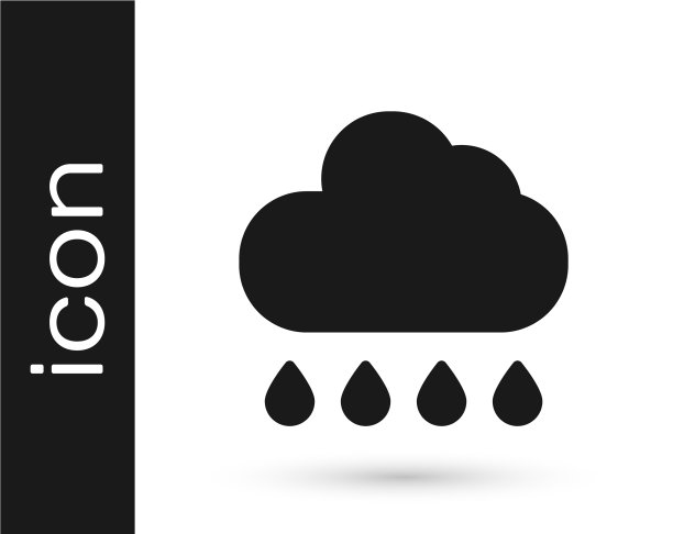 黑色的云与雨的图标孤立在白色图片下载