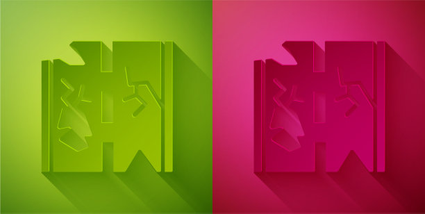 纸剪断断路，图标孤立上绿和图片下载