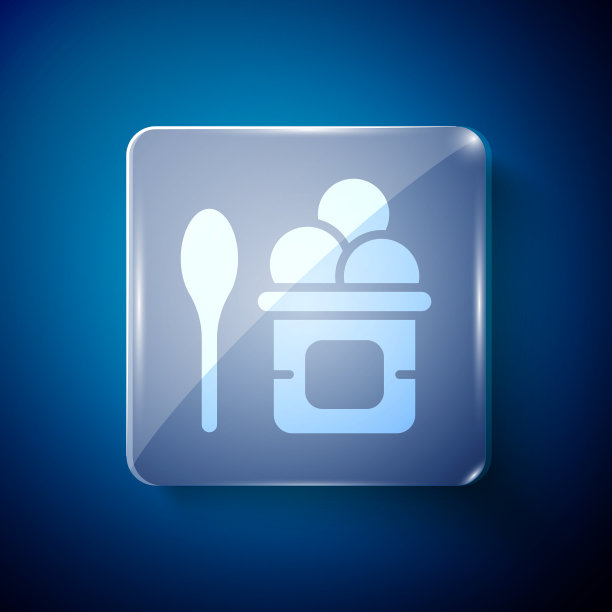 白色冰淇淋在碗和勺子图标图片下载