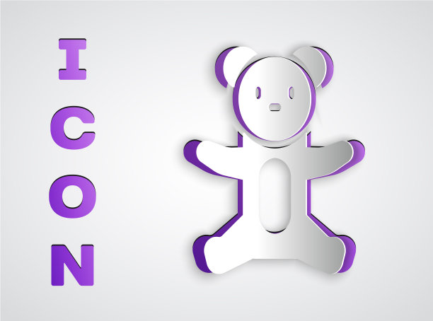 纸剪泰迪熊毛绒玩具图标隔离上图片下载