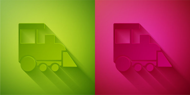 剪纸玩具火车图标孤立在绿色和图片下载