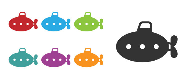 黑色潜水艇玩具图标孤立在白色上图片下载