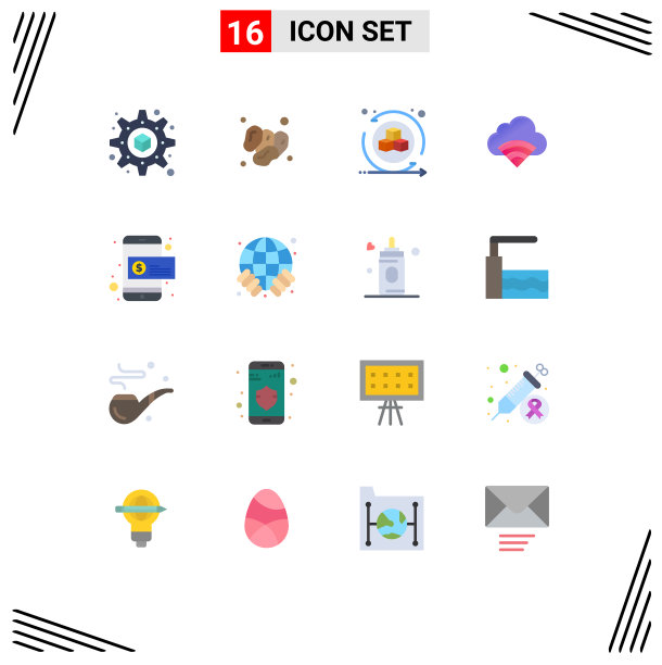 16个创意图标的现代标志和符号图片下载