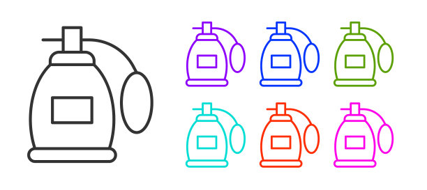 黑色线条香水图标孤立在白色上图片下载