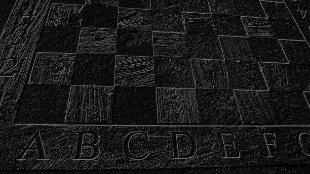 有字母，对角线，水平和垂直的单色黑色棋盘。抽象的背景图像图片下载