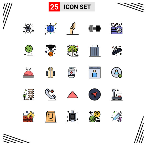 组25现代填充线平面颜色集图片下载