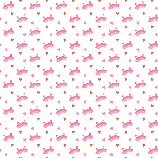 睡眠面膜无缝图案，舒适的家居数码纸，睡衣图案，粉色兔子面具背景，可爱的睡纸图片下载