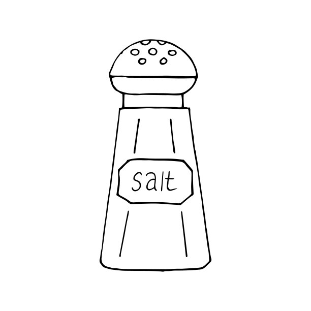 盐瓶图标，贴纸。手绘涂鸦风格的素描。向量,极简主义,单色。厨房,调味品,食品。图片下载