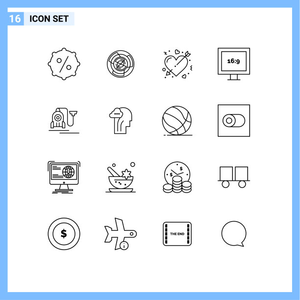 设置16个商业大纲包的高清方面图片下载