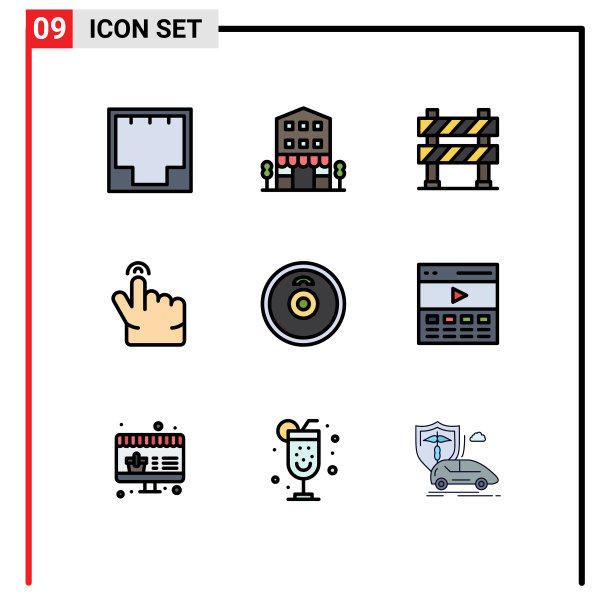 可编辑的线包9简单填充线平图片下载