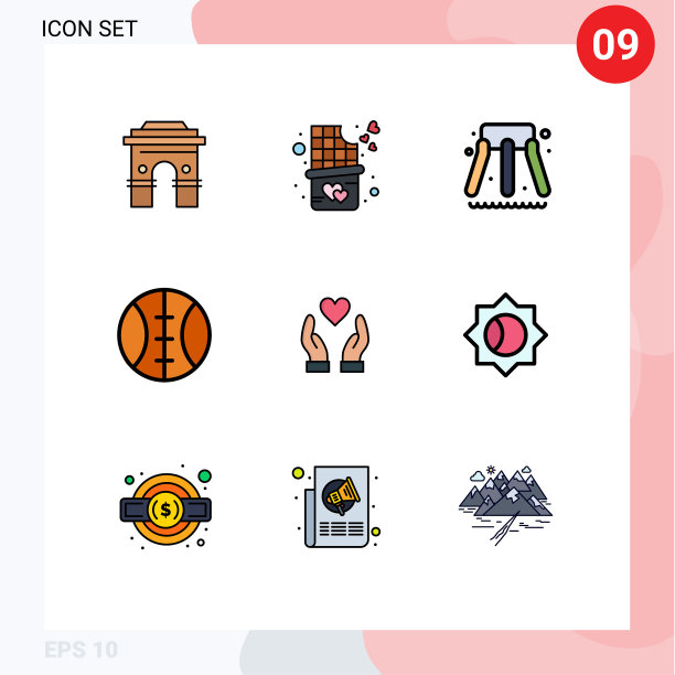 组9现代填充线平面颜色集图片下载