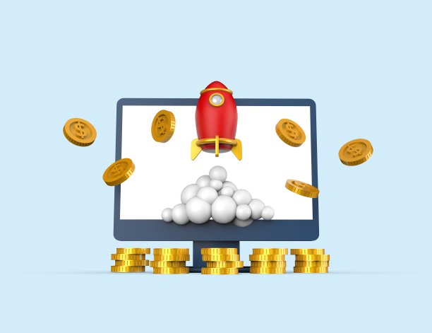 3d渲染火箭和电脑图片下载