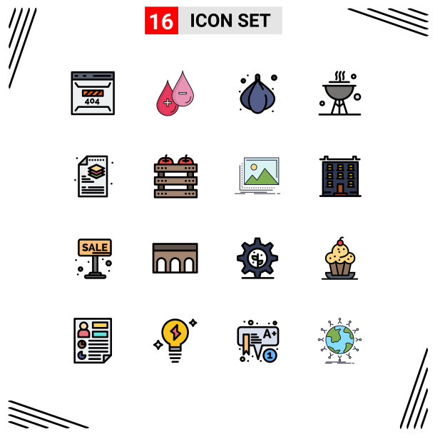 现代集16平色填充线条图片下载