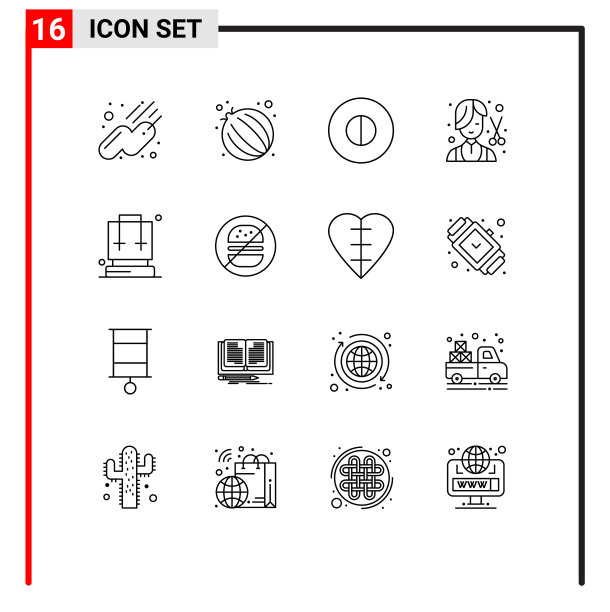 16个通用轮廓标志符号旅行袋图片下载