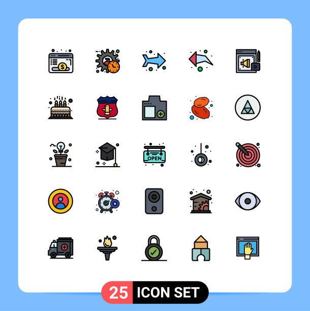 包25个创意填充线平色图片下载