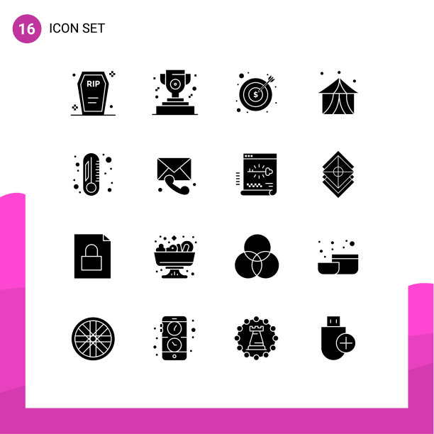 将16个实字形、符号和符号分组图片下载